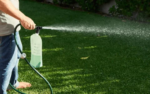 Australian-Lawn-Care-man-watering-lawn-with-a-soil-mix-product